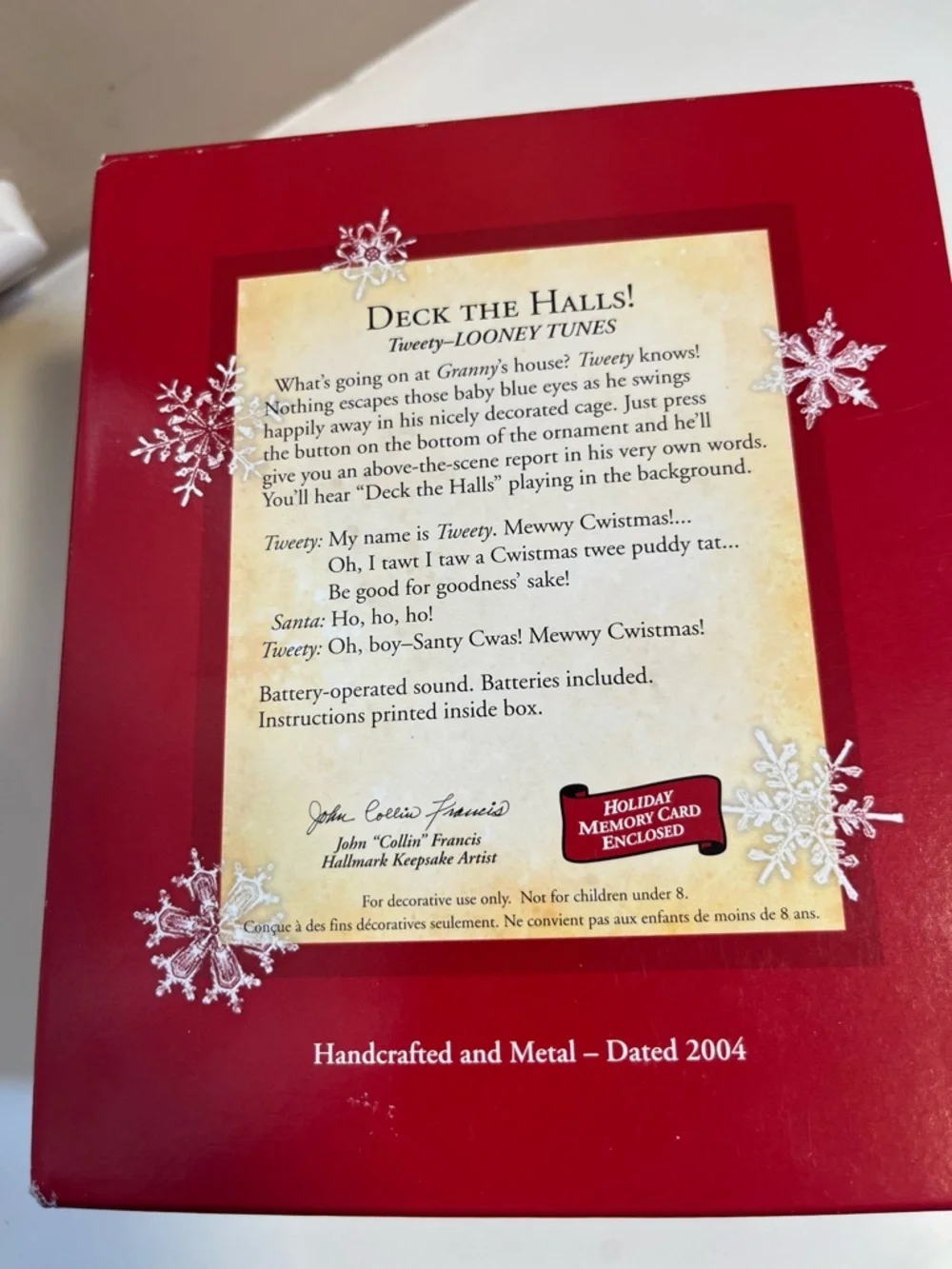 Hallmark 2004 Looney tunes “  Deck The Halls” Christmas ornament